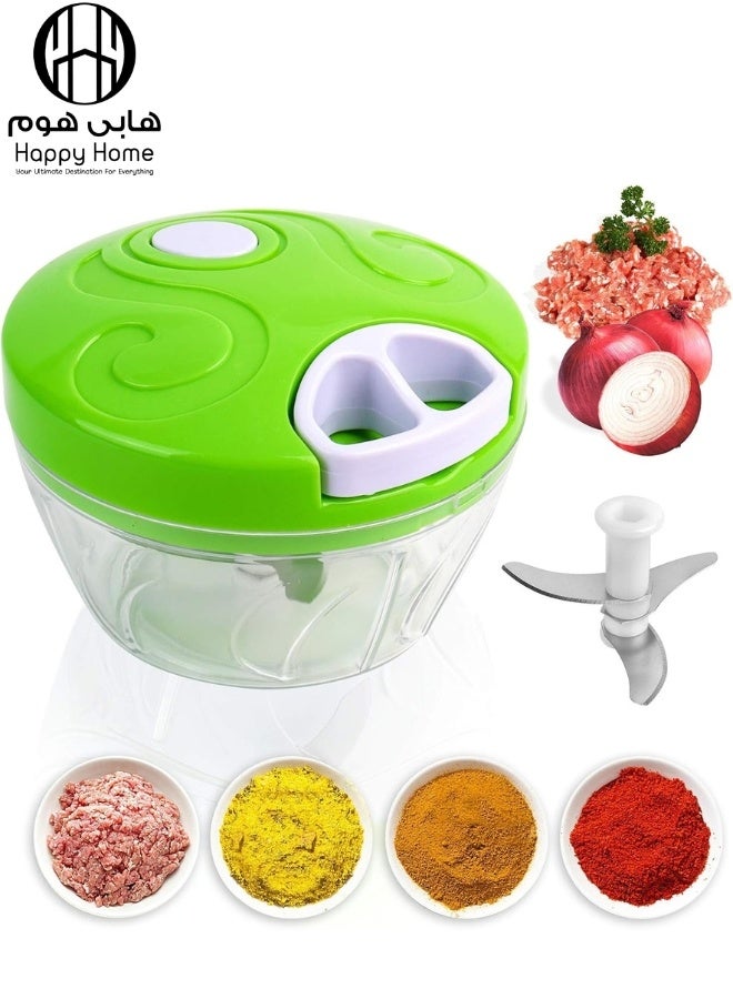 هابي هوم مفرمة طعام يدوية متعددة الاستخدامات سعة 500 مل بدون كهرباء – قطّاعة خضروات للثوم والبصل والسلطة واللحوم – محضر طعام منزلي بشفرات ستانلس ستيل حادة مقاومة للصدأ – سهلة التنظيف ومقاومة للماء – آمنة وخالية من BPA ومناسبة لطعام الأطفال - Image 1